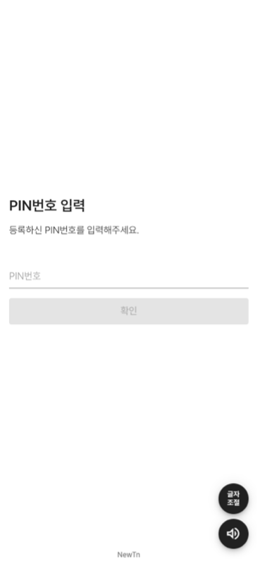 PIN 입력 로그인 화면